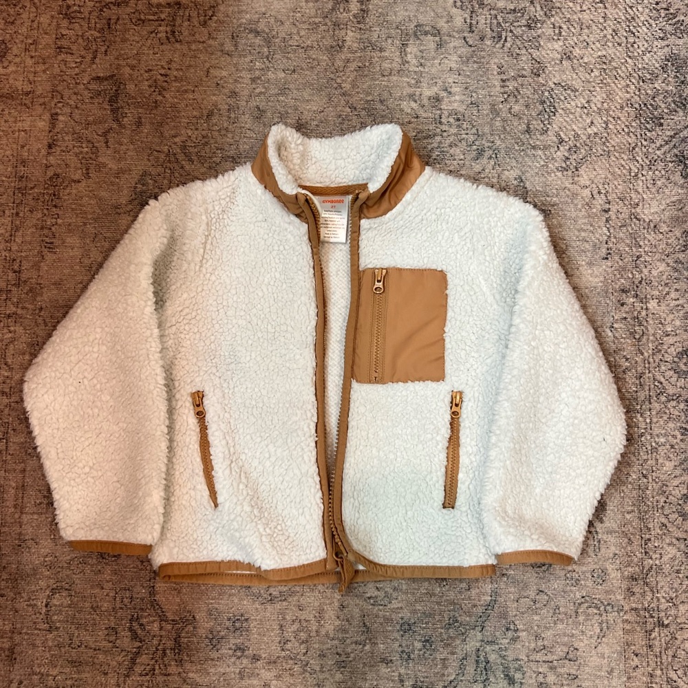 Gymboree White and Brown Sherpa Jacket.